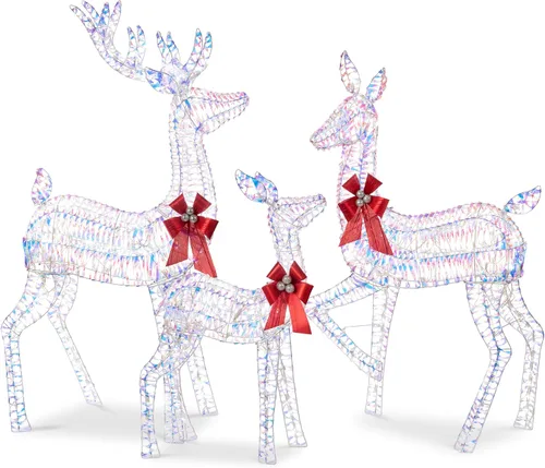 Miniatura 10 de Best Choice Products Juego familiar de ciervos de Navidad grandes iluminados de 6.5 pies, 3 piezas, decoración de patio al aire libre con 385 luces