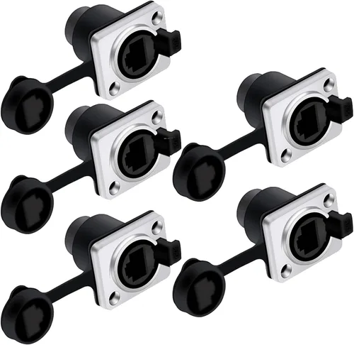 Miniatura 8 de PENGLIN Acoplador de montaje en panel RJ45, conector de panel RJ45 tipo D, CAT6/5E/CAT5 hembra a hembra, enchufe de paso de red LAN con tapa