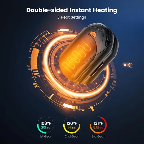 Miniatura 3 de POMPONGO Magnetic Hand Warmers Rechargeable 2 Pack, 6000mAh AI Hand Warmers Max. 20Hrs Heat, 3 Levels 108-131°F Pocket Heater, Hunting Essentials