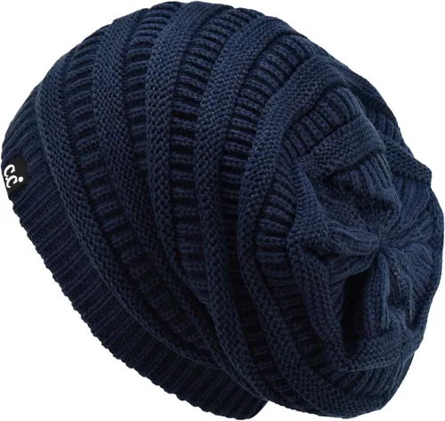 Miniatura 38 de C.C Winter Oversized Beanie Hat with Fuzzy Lining – Thick Knit Thermal Beanie for Cold Weather, Soft Warm Fleece Lined Cap