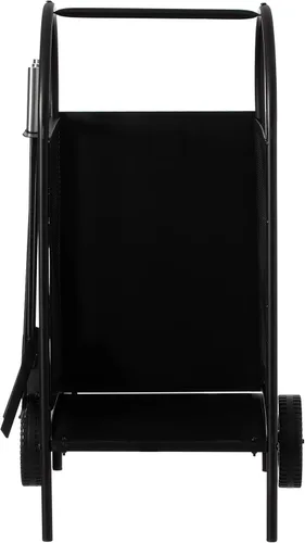 Miniatura 8 de Carrito de leña para patio interior y exterior, con ruedas y juego de herramientas para chimenea, color negro