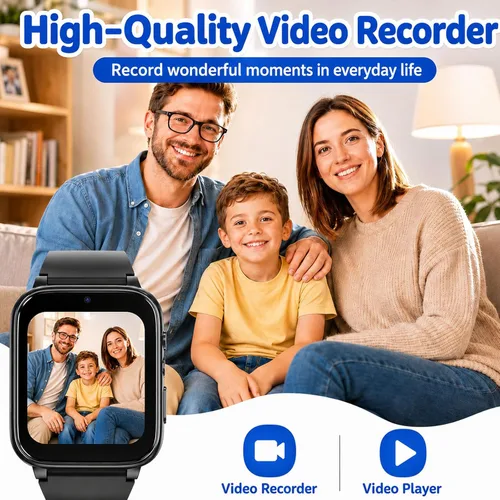 Miniatura 6 de Goodatech Reloj inteligente de 1.69 pulgadas para niños y niñas, cámara, 26 juegos de rompecabezas, reproductor de video y música, podómetro, reloj