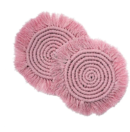 Miniatura 3 de Posavasos de macramé 100% algodón hechos a mano en la India, elegante y absorbente de 6 pulgadas, juego de posavasos redondos bohemios con borlas