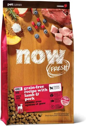 Now Fresh Alimento seco para perros adultos, receta de cordero y cerdo, sin granos, sin pollo, 3.5 libras