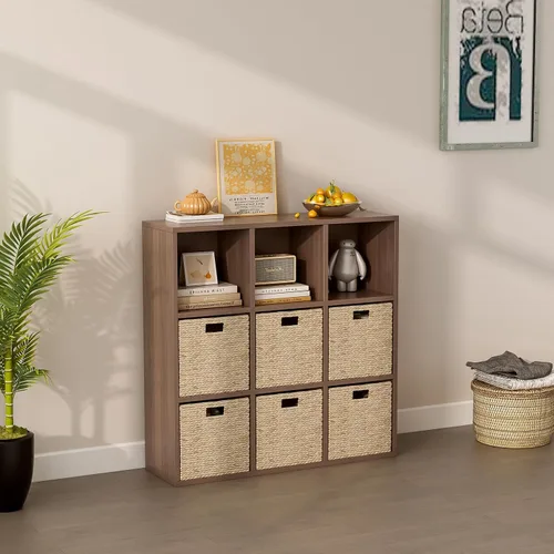Miniatura 29 de OSCHF - Estantería de almacenamiento de 12 cubos, estantería de madera de 3 niveles con espacios abiertos para el hogar y la oficina, organizador
