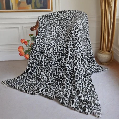 Miniatura 2 de Velboa Manta de Leopardo Súper Suave de Doble Capa Ropa de Cama Funda Gruesa para Sofá Manta de Piel Sintética Peluda y Difusa