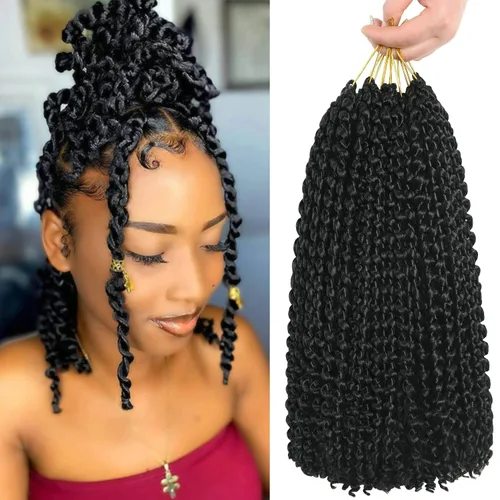 FUTAI Cabello Passion Twist, 7 paquetes de 154 hebras de 12 pulgadas, cabello ondulado de agua de ganchillo, trenzas bohemias para mujeres negras