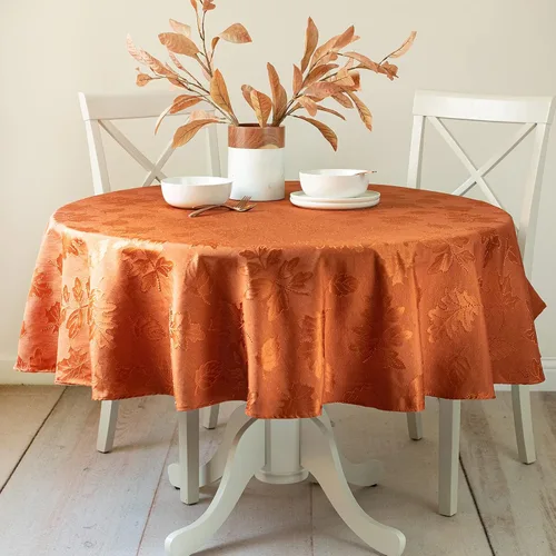 Benson Mills - Mantel de tela de damasco Harvest Legacy para otoño, temporada de cosecha y Acción de Gracias (color teja/naranja quemado, 70 Óxido