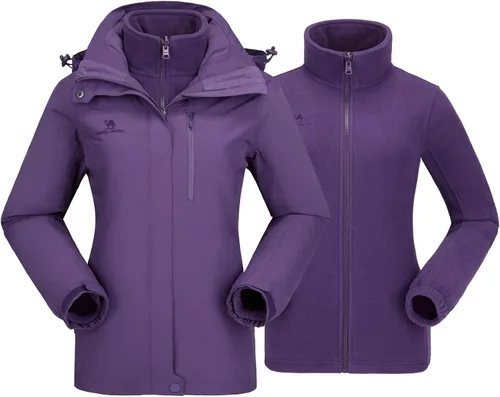 Miniatura 12 de CAMEL CROWN Chaqueta de esquí impermeable 3 en 1 para mujer, abrigo de invierno rompevientos, chaquetas de snowboard para lluvia, nieve, senderismo