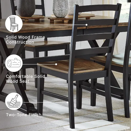 Miniatura 4 de Diseño de autor por Ashley Wildenauer Silla de comedor sin brazos, juego de 2, diseño de respaldo en escalera, 19 pulgadas de ancho x 23.25 pulgadas