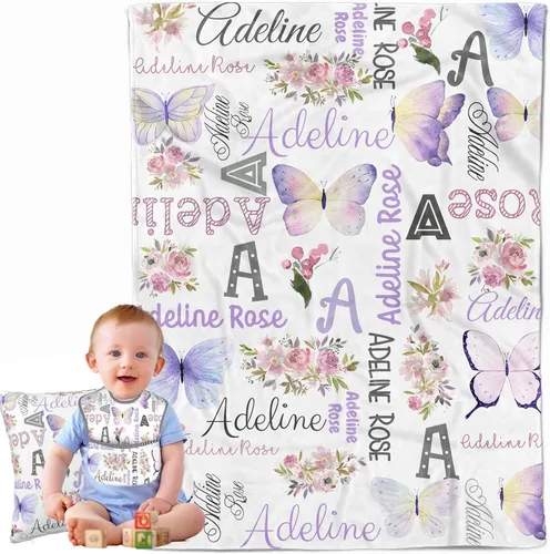 Miniatura 13 de Manta de bebé personalizada para niños y niñas, regalos de bebé personalizados de elefante, manta de bebé personalizada para niñas y niños, mantas