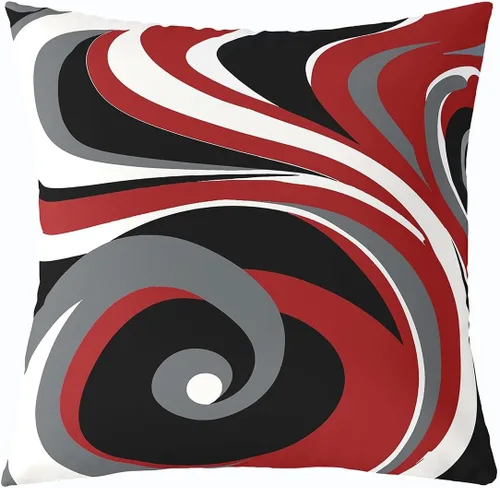 Miniatura 15 de Feelyou Juego de 4 fundas de almohada geométricas reversibles para exteriores de 16 x 16 pulgadas, diseño geométrico de rayas negras y grises, juego