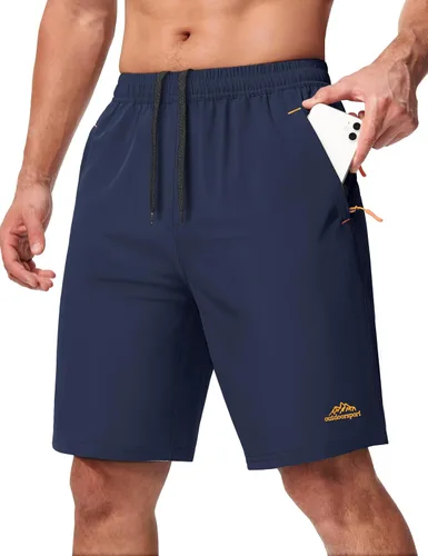 MAGCOMSEN Pantalones cortos de senderismo para hombre de 9 pulgadas, de secado rápido, ligeros, con bolsillos con cremallera, para entrenamiento,