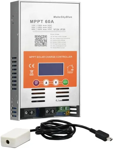 Miniatura 10 de 60A Controlador de carga solar MPPT V124 – Actualizado, detección automática de 12V/24V/48V, compatible con baterías de plomo-ácido y litio, entrada