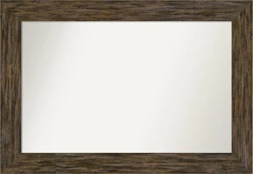 Miniatura 128 de Amanti Art Espejo personalizado, espejo de baño marrón Fencepost, espejo de pared o espejo de tocador de baño sobre el fregadero (27 x 27 pulgadas)