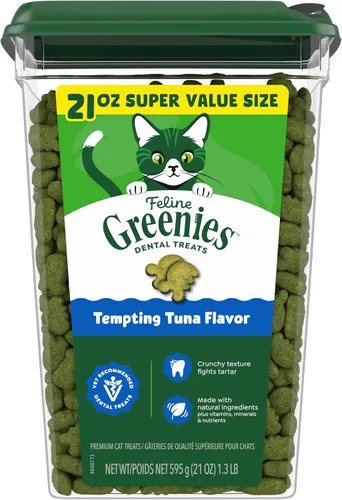 Miniatura 12 de Greenies Golosinas dentales naturales para gatos adultos recomendadas por veterinarios felinos, tentador sabor a atún, tubo de 9.75 oz