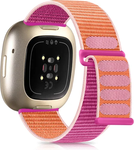 Getino Compatible con Fitbit Versa 3 4 Fitbit Sense/Sense 2 bandas para mujeres y hombres, correa deportiva ajustable de nailon elástica compatible