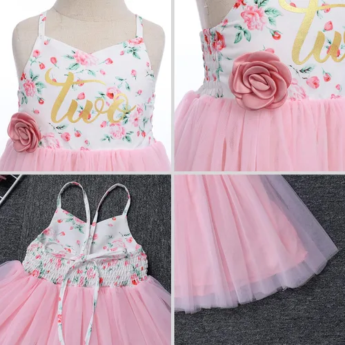 Miniatura 5 de ODASDO Vestido de tul con diadema de flores y diadema de flores