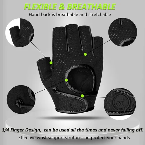 Miniatura 3 de MOREOK Workout Gloves for Men/Women- [3/4 Finger] [Curved Open Back] Weight Lifting Gloves Gym Gloves for Weightlifting,Exercise,Training,Pull