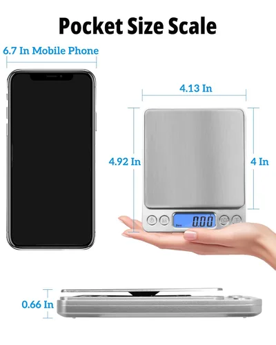 Miniatura 3 de balanza digital de acero inoxidable con función de peso tara, de 17.64 oz.