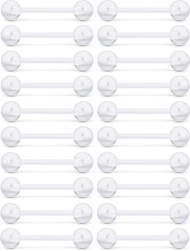 Miniatura 6 de Piercing de lengua de plástico 16G 14G para pezón, anillo de lengua recta de acrílico flexible, aro para pezón, barra de embarazo, piercing