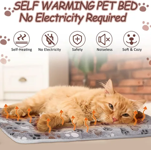 Miniatura 3 de VitalCozy Paquete de 2 tapetes autocalentables para gatos, almohadilla autocalentable, reversible, lavable a máquina, refleja el calor corporal