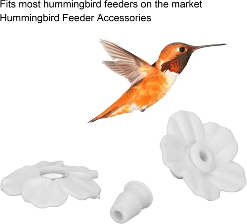 Miniatura 8 de Estink Flores de repuesto para comedero de colibríes, 30 juegos de cubiertas de puerto de alimentación multicolor para comederos de colibríes, atrae