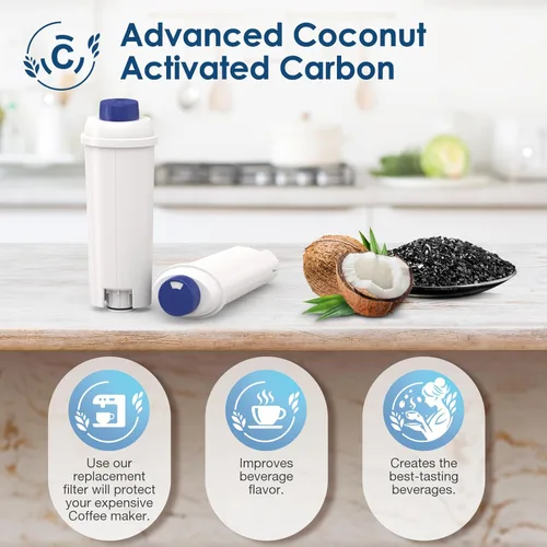 Miniatura 6 de Reemplazo de filtro de agua DLSC002 compatible con filtro de máquina de café Delonghi, suavizador de carbón activado para De'longhi Magnifica evo