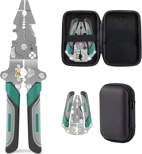 Cortador de alambre 18 en 1, herramienta plegable con bolsa de almacenamiento portátil, alicates eléctricos multifuncionales plegables,