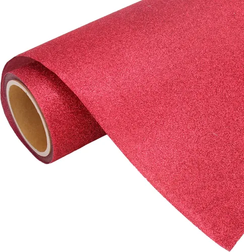 Rollo de película de vinilo de transferencia de calor Threadart rojo con purpurina de 3 yardas x 20 pulgadas | Colores con purpurina | Compatible