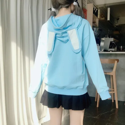 Miniatura 6 de Packitcute Sudadera con capucha de conejo, estampado kawaii, holgada, casual, sudadera con capucha