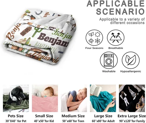 Miniatura 6 de Manta de bebé personalizada con diseño de animales del bosque, manta personalizada con nombre para niñas y niños, regalos de registro, manta suave