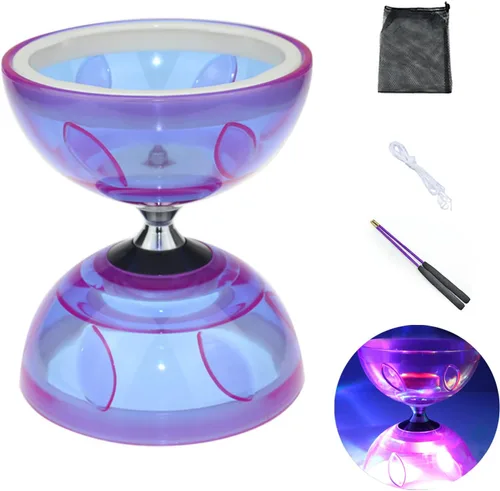 Miniatura 9 de Juego de yoyo diábolo chino – Triple rodamiento LED Diábolo yoyos juguetes malabares con palos de diablo, cuerda y bolsa de red, más fácil de Azul