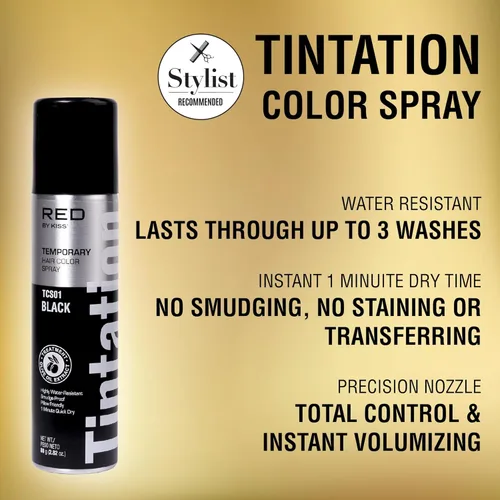 Miniatura 2 de Red by Kiss Tintation - Aerosol para dar coloración temporal al cabello, Cobertura instantánea para retocar las raíces grises, Resistente al agua