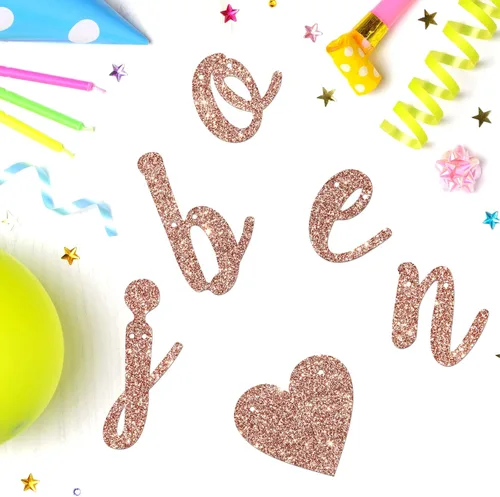 Miniatura 3 de Cartel Bonjour Bebe con purpurina de oro rosa, decoración de fiesta de primer cumpleaños, cartel de bienvenida Oh Baby Shower Banderines
