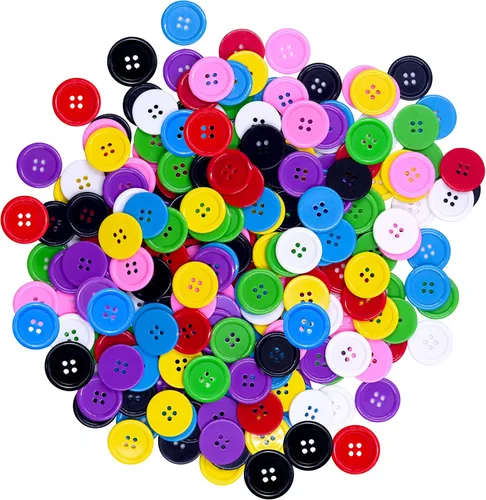 240 piezas en 8 colores redondos, multicolor, 4 agujeros, botones de resina de 0.984 in para manualidades de costura (1 pulgada)