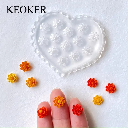 Miniatura 4 de KEOKER Moldes de arcilla polimérica de flores, 4 moldes de arcilla miniatura de margaritas, moldes de arcilla polimérica para decoración de aretes