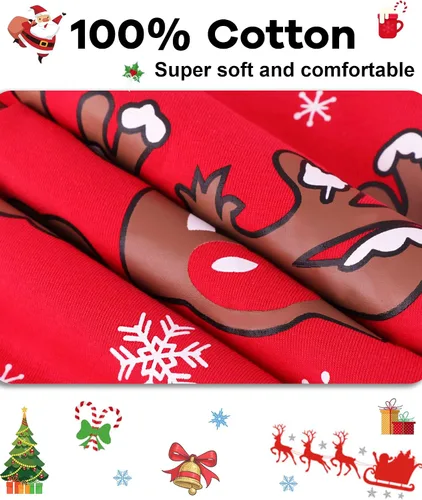 Miniatura 5 de DAUGHTER QUEEN Pijamas de Navidad para niños y niñas de 18 meses-12 años, ropa de dormir 100% algodón