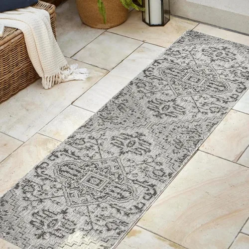 Eyely BMS105D-28 - Alfombra de pasillo con textura de medallón bohemio para interiores y exteriores, vintage, dormitorio, patio trasero, patio,