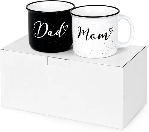 Miniatura 8 de YHRJWN Juego de tazas para padres nuevos, regalos para mamá y papá para parejas, perfecto para el día de la madre, día del padre y Navidad, 15 onzas