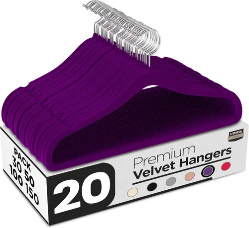 Miniatura 14 de Utopia Home Perchas de terciopelo paquete de 50 – Perchas antideslizantes con gancho giratorio de 360 grados – para pantalones, abrigos, camisas