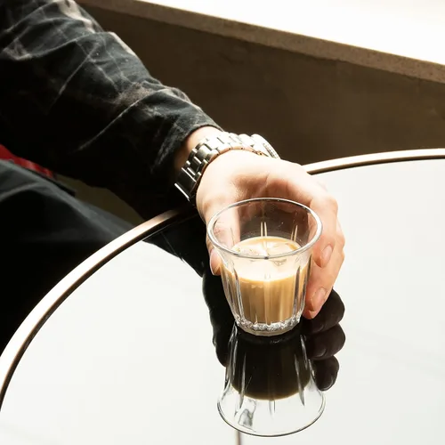 Miniatura 3 de Juego de 2 tazas de vidrio transparente de 3 onzas para café/leche, tazas de café aisladas, accesorios de espresso regulares en cocina, oficina