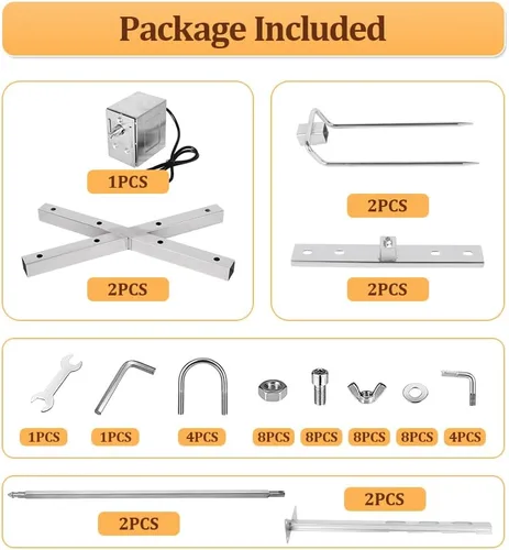 Miniatura 7 de Kit de asador de parrilla para barbacoa de hasta 220 libras, asador de asador de cerdo, resistente, para asador de cerdo, cordero, al aire libre