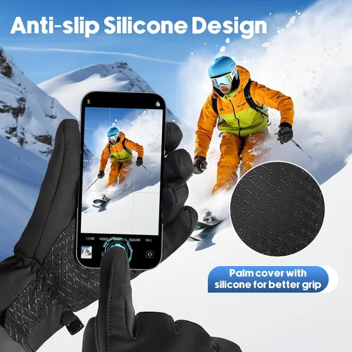 Miniatura 4 de ZUGM Los mejores guantes para clima frío, guantes de invierno aislantes, pantalla táctil de 3 dedos y 5 capas térmicas y regalos para hombres