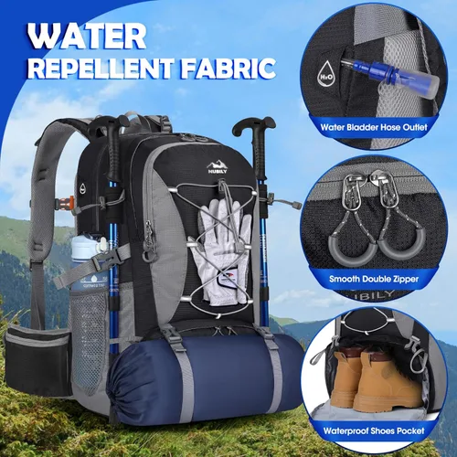Miniatura 3 de NUBILY Mochila de senderismo de 50L impermeable para hombres y mujeres, mochila de camping ligera para senderismo al aire libre, mochila de viaje