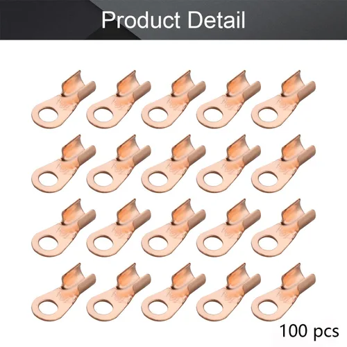 Miniatura 4 de Fielect 100 Uds. Terminales de cable de batería de alambre de cobre abierto OT-10A, terminales de anillo de crimpado, conectores de orificio