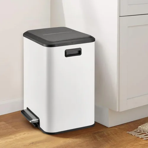 Miniatura 7 de Cubo de basura rectangular de doble compartimento para reciclaje de cocina con tapa de cierre suave, acero inoxidable de 2 x 4 galones