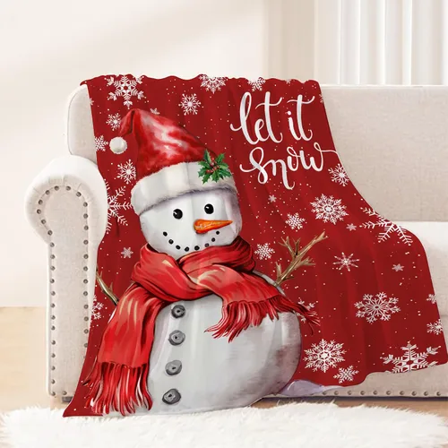 Miniatura 30 de Manta de Navidad para bebé, pequeña, roja, con copos de nieve de Navidad, manta de invierno y vacaciones, manta para arrullo de niños pequeños