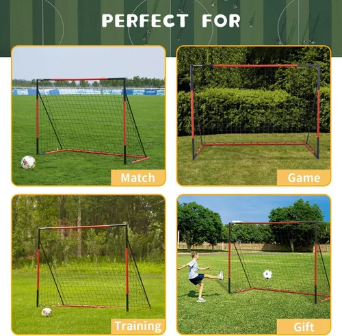 Miniatura 6 de KAIHAOWIN Portería de fútbol 3'x2.5' 6'x4' 8'x6' 10'x6.6' - Portería con marco de acero para todo clima, red de fútbol de montaje rápido - Porterías