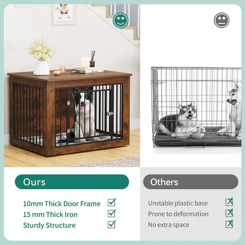 Miniatura 2 de YITAHOME Mueble de jaula para perros grandes, mesa auxiliar lateral, perrera moderna para perros de interior de hasta 60 libras, jaula de fusión